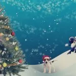пес в новогодней шапке