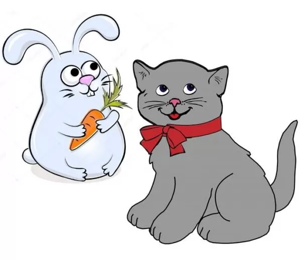 Сценка для детей новогодняя с котом Васей и кроликом Ушастиком